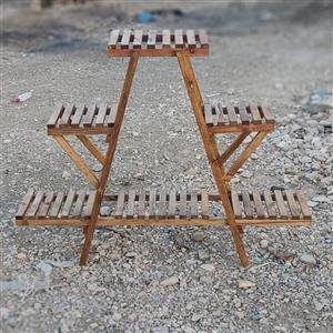 استند گلدان تمام  چوبی روستیک