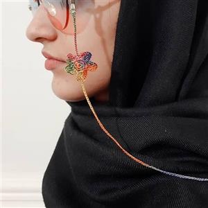 بند عینک زیبا و دستبند دستساز و پیکسل دستساز بافتنی با نخ ابریشم7رنگ برند نارنج آبی