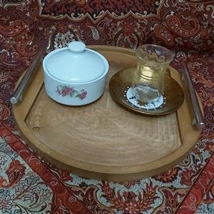 سینی گرد دسته دار  دسته استیل