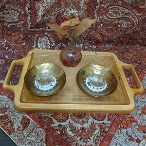 سینی مستطیلی چوبی دسته دار