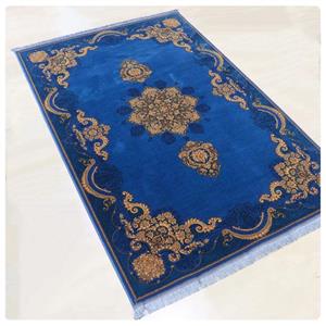 فرش آبی طلایی سنتی 700شانه 4متری