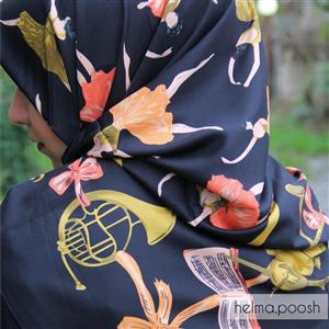 روسری وارداتی مجلسی ابریشمی مشکی فرشته