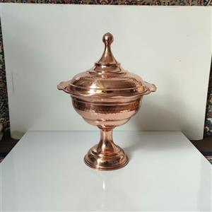 آجیل خوری درب دار مسی طرح لاله نانو شده زنجان \n\n