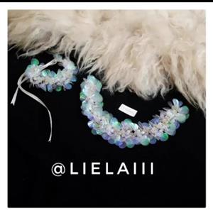 ریسه مو تاج عروس تل.ست ریسه مو پولکی هفت رنگ و دستبند خوشگل lielaiii. .