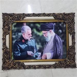 تابلو فرش طرح رهبر و سردار چاپی کد 136