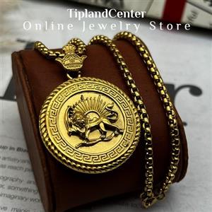 گردنبند شیر و خورشید نگین قهوه ای