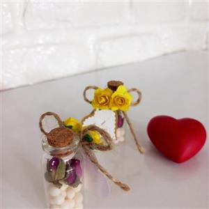 گیفت شیشه ای  عروسی-نقل و گل محمدی