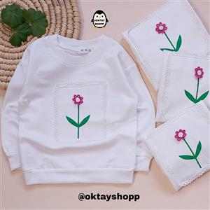 بلوز تک دخترانه گل برجسته