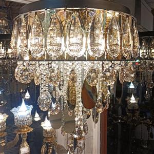 لوستر ملانی با بدنه استیل طلایی قطر 50 و ارتفاع 60