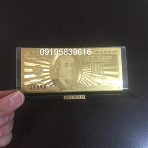 تندیس اسکناس روکش طلا 100دلاری