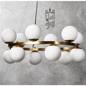 لوستر 12 شعله حبابی با رنگ بدنه طلایی