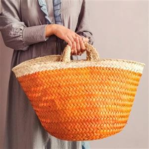 زنبیل حصیری نارنجی