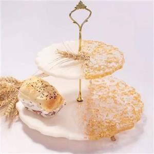 شیرینی خوری دوطبقه  رزینی با ورق طلا  و رنگهای دلخواه شما 