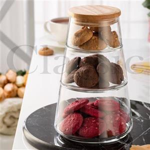 شکلات خوری سه طبقه پیرکس در چوبی وارداتی 