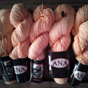 کاموا مرسریزه آنا کتان ساده رنگ گلبهی100 گرمی