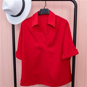 شومیز زنانه کد 0054 جنس اسکودا بسیار لطیف در دو سایز 1 و 2 در 4 رنگ قرمز ،پرتقالی مشکی و نسکافه ای