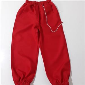 شلوار دخترانه اسپرت قرمز زنجیر دار جنس کرپ اسکاجی، مچ کشی