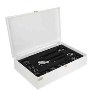سرویس قاشق و چنگال 86 پارچه ناب استیل مدل berlin(جعبه چوبی)