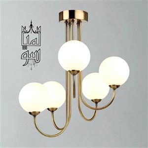 لوستر طرح آویشن با رنگ طلایی آبکاری 5 شعله