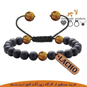 دستبند چشم ببر زنانه کشویی برند لاچو (دستبند سنگی ) دستبند گره ای چشم ببر کد5