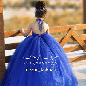 لباس عروس پفی دخترونه یقه گردنی