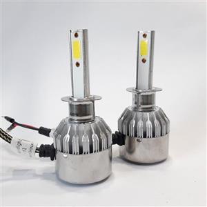 هدلایت 2 طرفه پایه h1 دارای فن خنک کننده  رنگ نور سفید یخی در بسته بندی 2 عددی