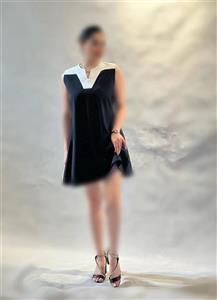 پیراهن مشکی یقه سفید