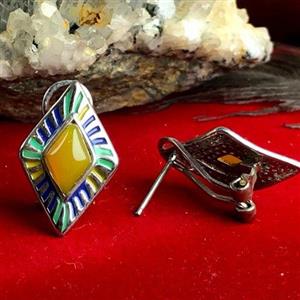 گوشواره نقره عقیق مشکی سلین کالا(شناسنامه دار)