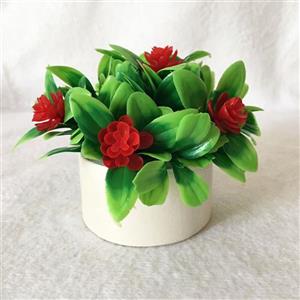 گلدان گل مصنوعی مدل ریحان گلی رنگ قرمز قطر 6 و ارتفاع 10 سانتی متر 