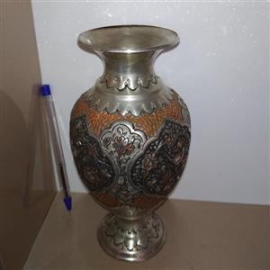 گلدان مسی گل و مرغ