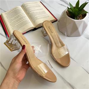 صندل  طلقی دو تسمه  پاشنه کریستال
