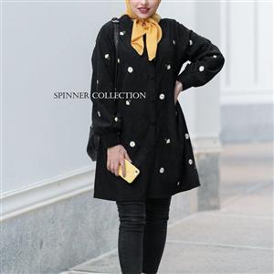 مانتو مخمل کبریتی مشکی گلدوزی شده