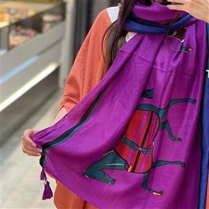 شال نخ پنبه وارداتی طرح هرمس منگوله‌دار