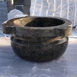 کاسه حمام ترکی مشکی مدل مونیکا سنگ طبیعی مرمریت ابعاد 45 ارتفاع 23