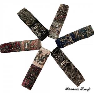 روسری ابریشم ژاکارد زمینه نسکافه ای