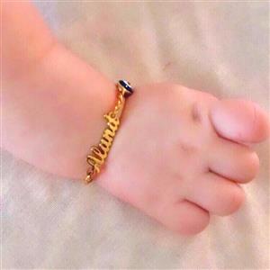 دستبند اسم بچگانه با زنجیر کارتیه و چشم نظر