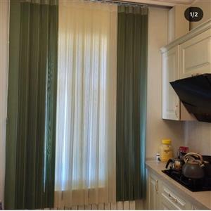 پرده کامل با دودستک حریر با رنگ متفاوت متناسب پنجره 2متری