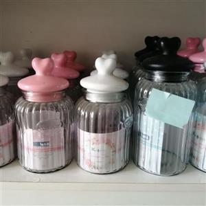 بانکه حبوبات آوین درب رنگی شیشه ای سه عددی محصول کاجین