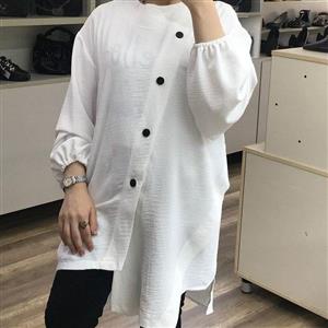 شومیز سفید سایز بزرگ قد کار 95 تا 100 سایز 60 تا 66 تک رنگ تنخور عالی و شیک
