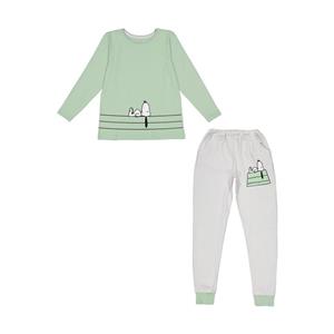 ست تی شرت آستین بلند و شلوار دخترانه ناربن مدل 1521428-41 Narbon Long Sleeve T-Shirt And Pants Set For Girls 