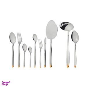 سرویس قاشق و چنگال 98 پارچه ناب استیل مدل پالرمو لبه طلایی