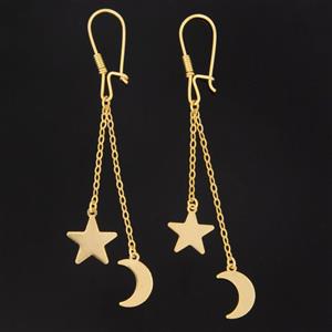 گوشواره طلا 18 عیار زنانه مدل ماه و ستاره 