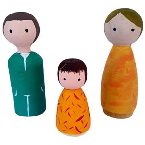 عروسک چوبی مدل خانواده من کد WT09 مجموعه 3 عددی