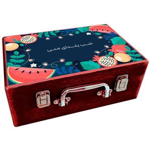 جعبه هدیه چوبی مدل چمدان طرح یلدای ایرانی کد WS351