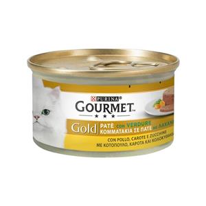 کنسرو گورمت گلد پته مغزدار با طعم مرغ و هویج و کدوسبز ۸۵ گرم ( Purina Gourmet Gold chicken & carrots and courgettes)