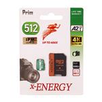 رم میکرو ۵۱۲ گیگ ایکس انرژی X-Energy Prime 600X A2 U3 C10 80MB/s + خشاب