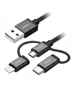 کابل تبدیل USB به Iphone Lightning و Type C و Micro USB یوگرین US186