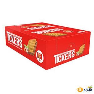 ویفر کاکائویی فندقی با تکه های فندق تیکرز - 22 گرم بسته 32 عددی