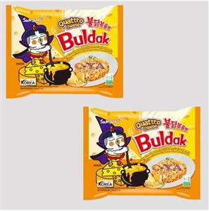 نودل نیمه آماده با طعم مرغ سرخ شده بولداک کواتروچیز سامیانگ بسته 2 عددی