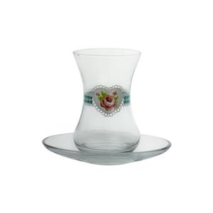 ست فنجان و نعلبکی 12 پارچه لاو  مدل دانتل گلدار کد 8656